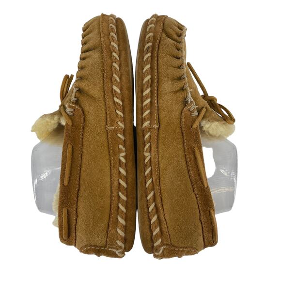 Women's L.L. BEAN Size 8 Medium Shearling Lined Suede Slippers Moccasins Loafers - Picture 12 of 14